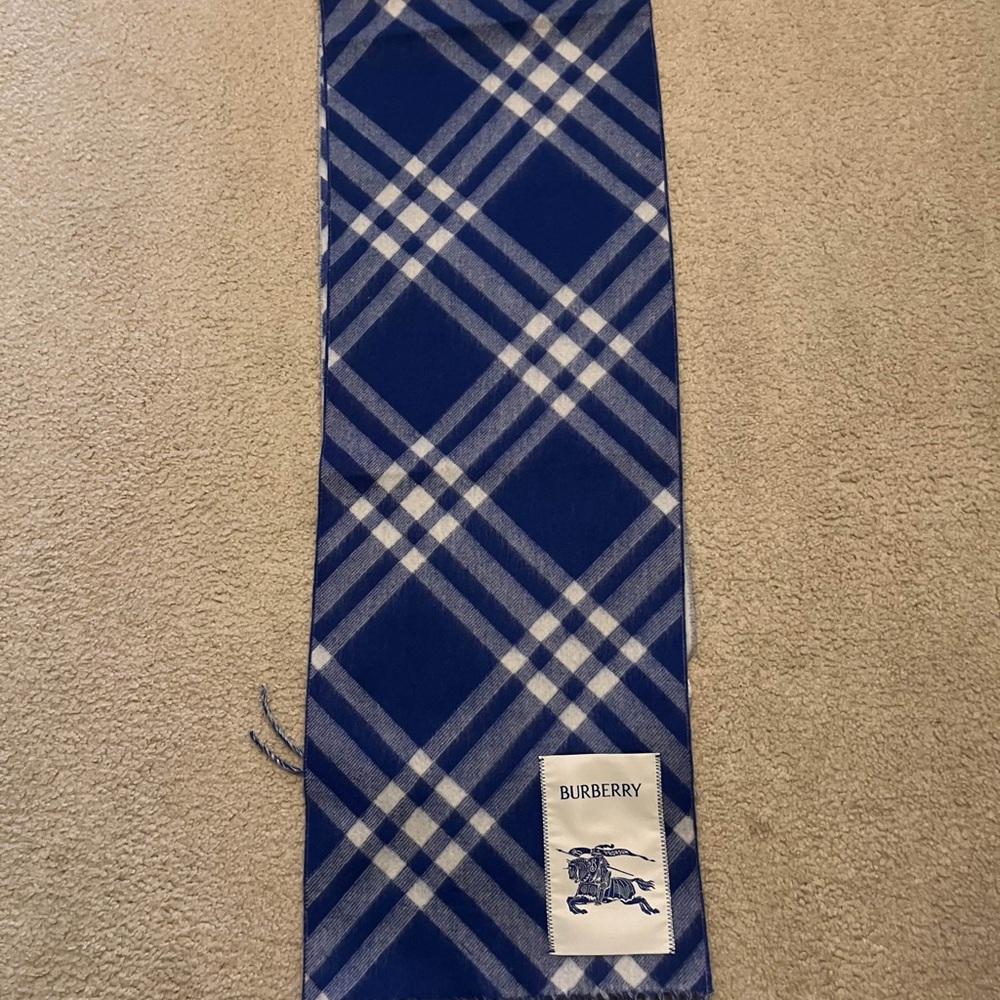 Burberry Royal Blue Checkered Scarf Unisex